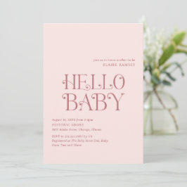 Invitación Hello Baby Rubor Pink Modern Baby Shower