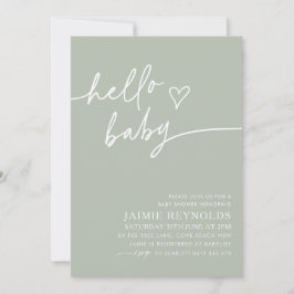 Invitación Hello Baby Sage Green Baby Shower