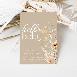 Invitación Hello Baby Shower Party Invitation Template Beige