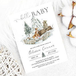 Invitación Hello Baby Winter Woodland Baby Shower