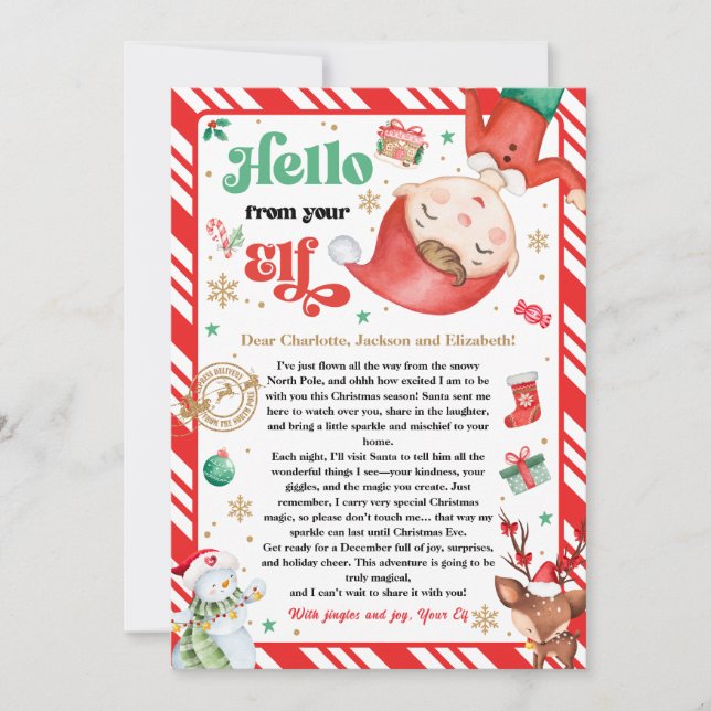 Invitación Hello From Elf Arrival Letter I'm Back Christmas (Anverso)