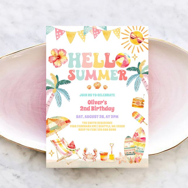 Invitación Hello Summer Beach Party Birthday Invitation (Subido por el creador)