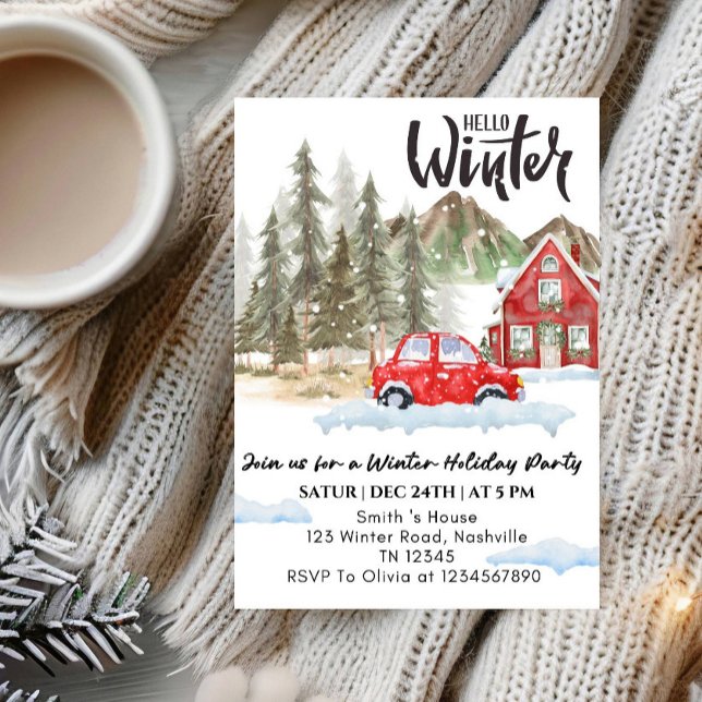 Invitación Hello Winter Holiday party -Snowflake Winter Party (Subido por el creador)