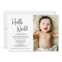 Hello World Modern Photo Meet & greet Baby Shower 