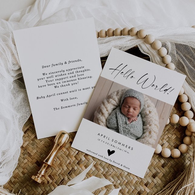 Invitación Hello World Photo Baby Birth Announcement Card (Subido por el creador)