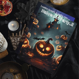 Invitación Hells Pumpkin Head Halloween Party