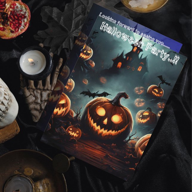 Invitación Hells Pumpkin Head Halloween Party (Hells Pumpkin Head Halloween Party Invitation)