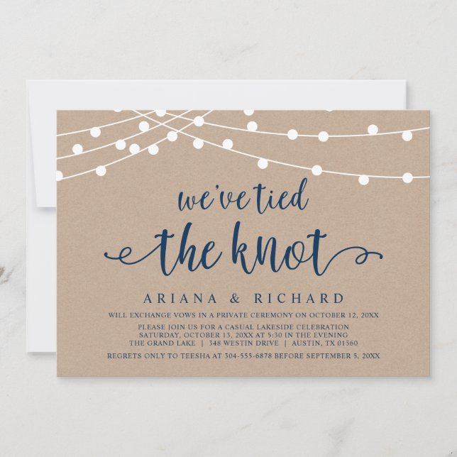 Invitación Hemos atado el nudo, Boda Elopement Fiesta Inv (Anverso)