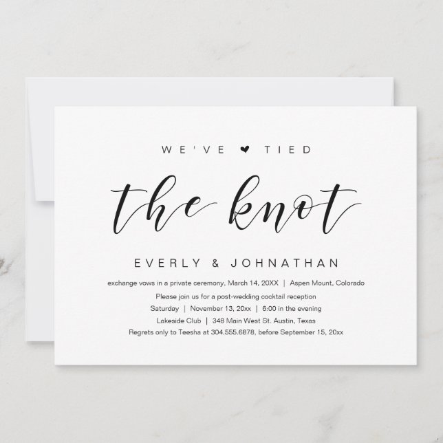 Invitación Hemos atado el nudo, Boda Elopement Invitatia (Anverso)