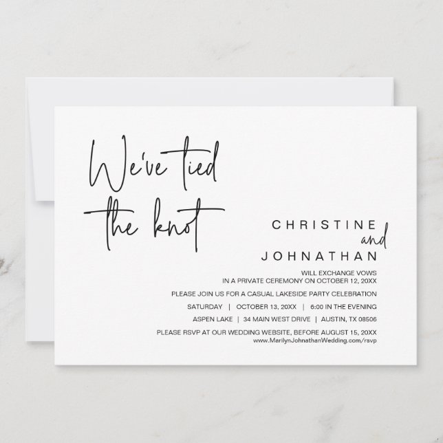 Invitación Hemos atado el nudo, Fiesta de Elopement Boda (Anverso)