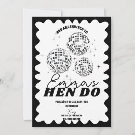 Invitación Hen Itinerario de la Bachelorette de Black White W