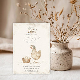Invitación Hen vintage y Huevos Country Farm Easter