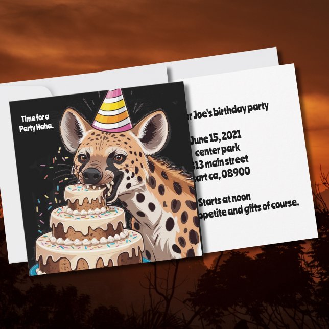 Invitación Hena vista con gorra mordiendo en torta (Subido por el creador)