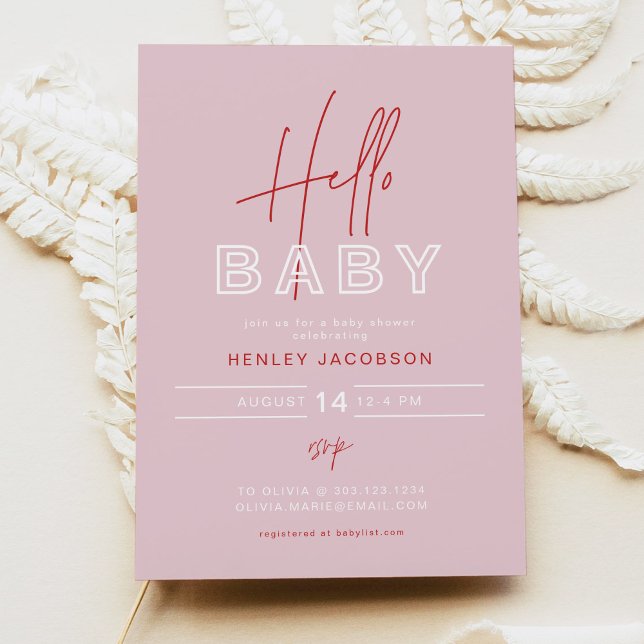 Invitación HENLEY Edgy Modern Pink & Red Chica Baby Shower (Subido por el creador)