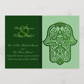 Invitación Henna Hand de Hamsa (Verde) (Boda)