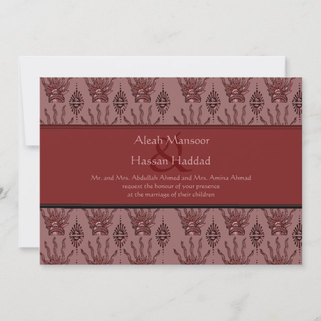 Invitación Henna Hand (Rojo) (Boda) (Anverso)