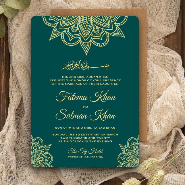 Invitación Henna Mehndi, Boda islámico del Mar de Oro (Subido por el creador)
