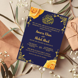 Invitación Henna Mehndi Rosa Amarilla Boda musulmana islámica