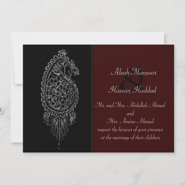 Invitación Henna Peacock (Anverso)