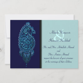 Invitación Henna Peacock (Boda) (Azul)