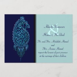 Invitación Henna Peacock (Boda) (Azul)