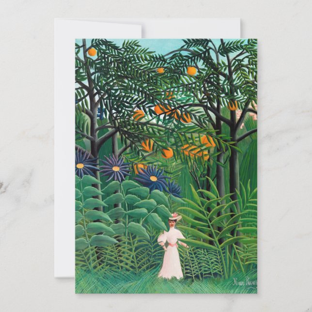 Invitación Henri Rousseau - Mujer caminando en un bosque exót (Anverso)