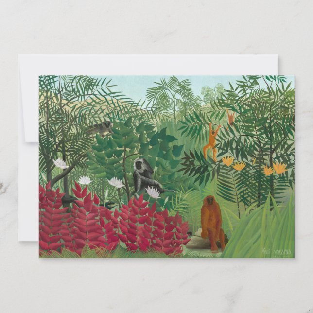 Invitación Henri Rousseau - Selva Tropical con Monos (Anverso)