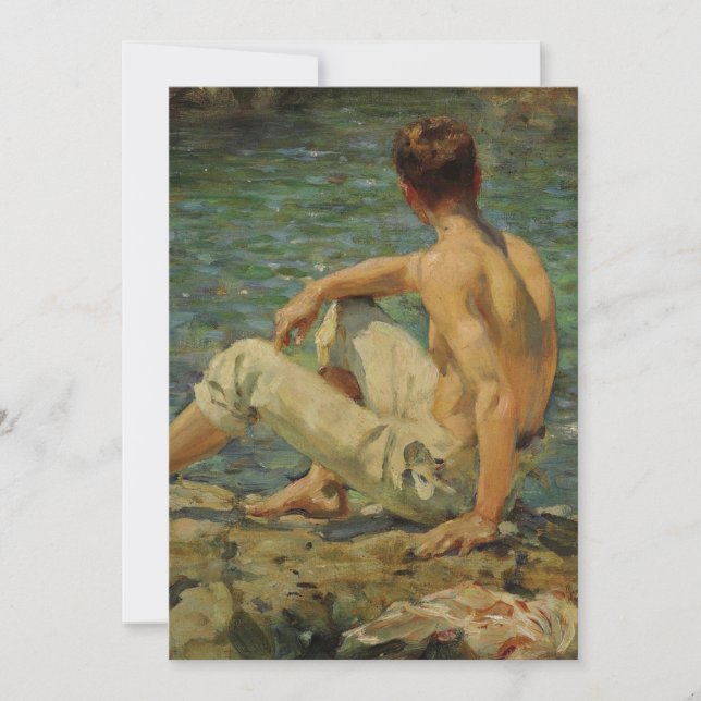 Invitación Henry Scott Tuke Gold Y Green (Anverso)