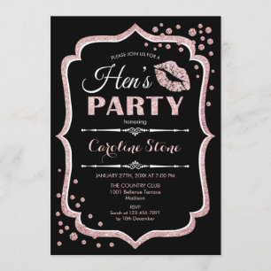 Invitación Hens Fiesta Black Rosa Gold