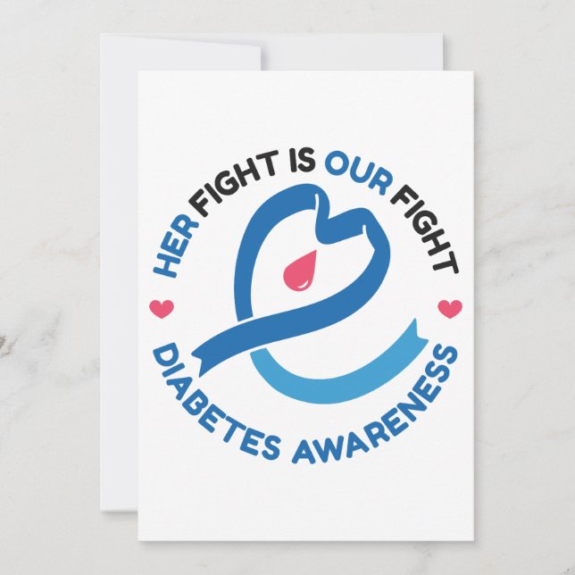 Invitación Her Fight Is Our Fight – Diabetes Awareness (Anverso)