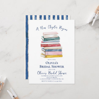 Invitación Her New Chapter Begins Book themed Bridal Shower