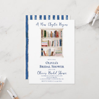 Invitación Her New Chapter Begins Book themed Bridal Shower