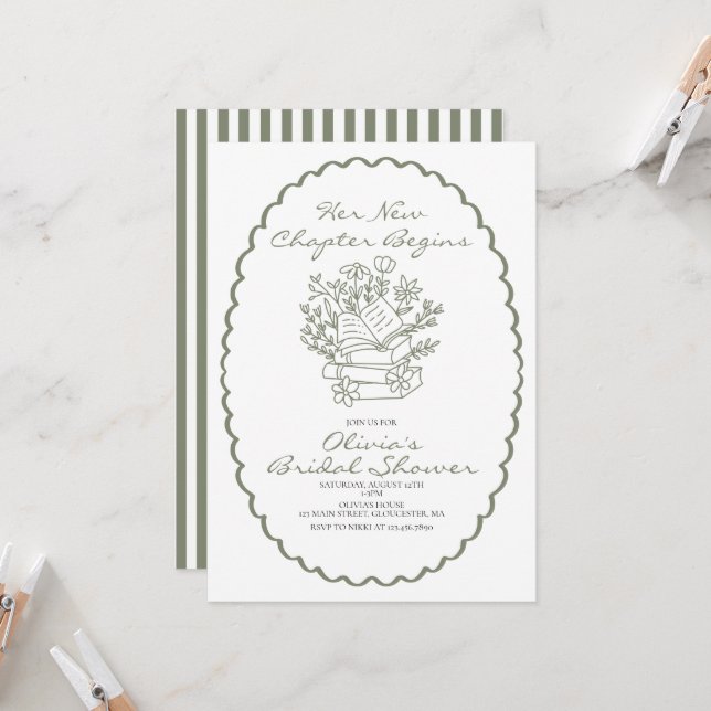 Invitación Her New Chapter Begins Book themed Bridal Shower (Anverso/Reverso In Situ)