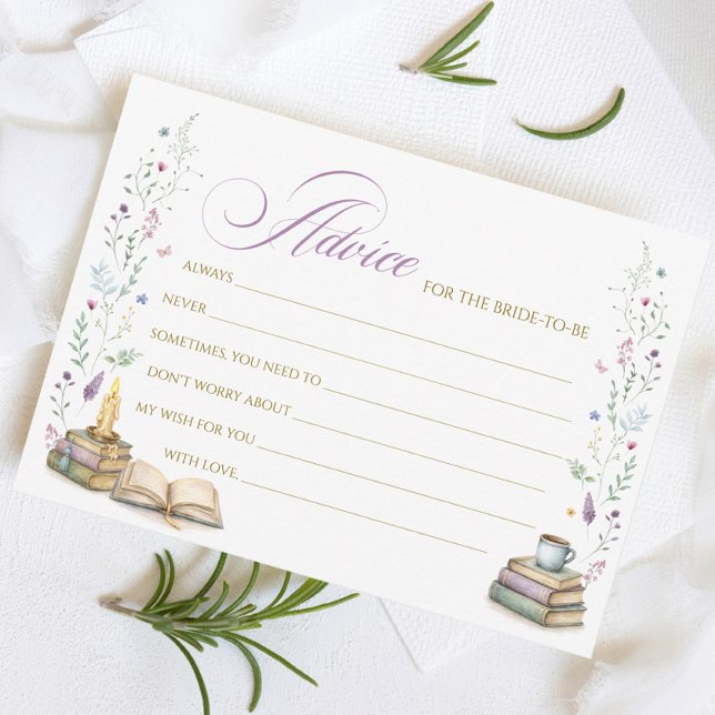 Invitación Her Next Chapter Bridal Shower Advice Card (Subido por el creador)