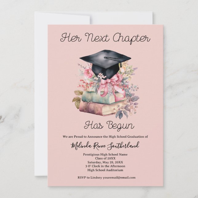 Invitación Her Next Chapter Graduation Announcement (Anverso)