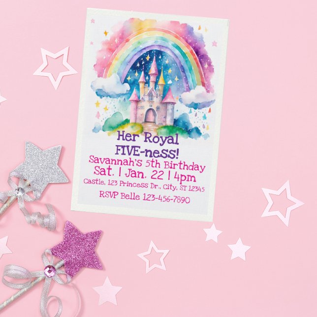 Invitación Her Royal Five-ness Rainbow Castle 5th Birthday (Subido por el creador)
