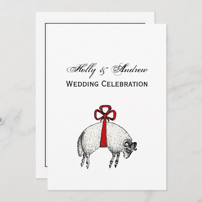 Invitación Heraldic Bang Fleece Ram Sheep Escudo Emblem (Anverso / Reverso)