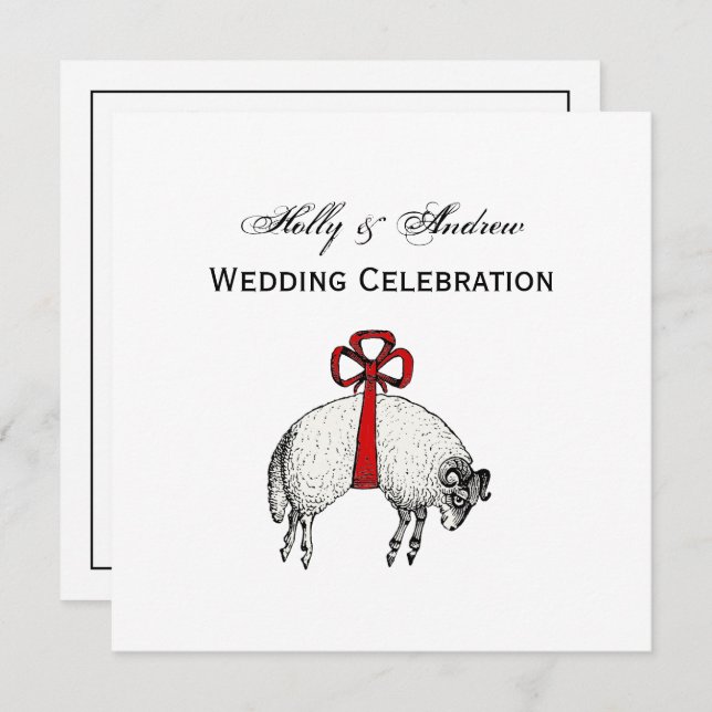 Invitación Heraldic Bang Fleece Ram Sheep Escudo Emblem (Anverso / Reverso)