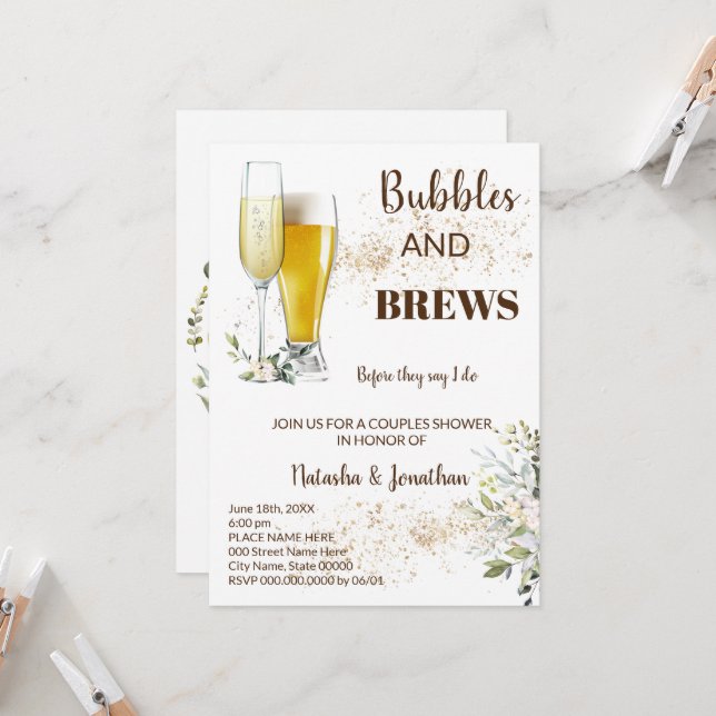 Invitación Herbal y Verdor Burbuja y breves Ducha de Parejas (Anverso/Reverso In Situ)