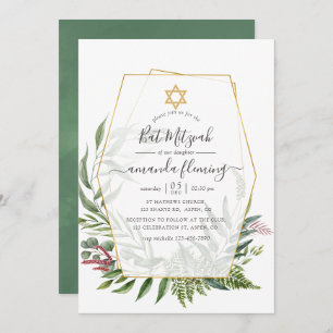 Invitación Herbario Forestal Bat Geométrico Mitzvah