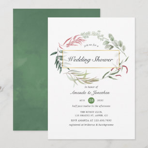 Invitación Herbario Forestal Ducha de Boda Geométrica