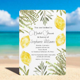 Invitación Herbos botánicos Lemons Watercolor Bridal Shower