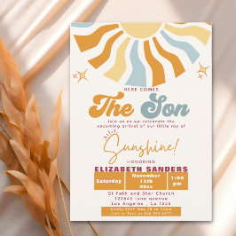 Invitación Here come the son - Retro Sun Baby Shower