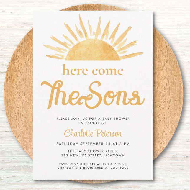 Invitación Here Come The Sons Twin Boy's Baby Shower (Subido por el creador)