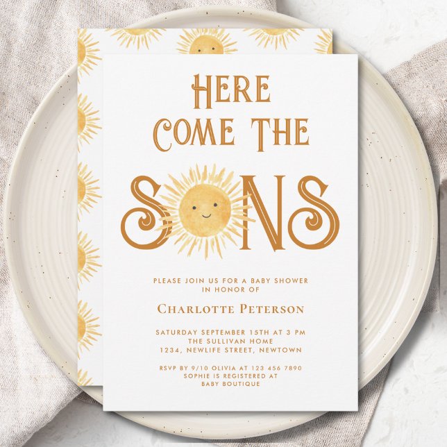 Invitación Here Come The Sons Twin Boys Baby Shower  (Subido por el creador)