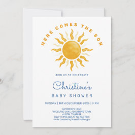 Invitación Here comes the son baby boy shower