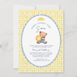 Invitación Here Comes the Son Bear Baby Shower Invitation 