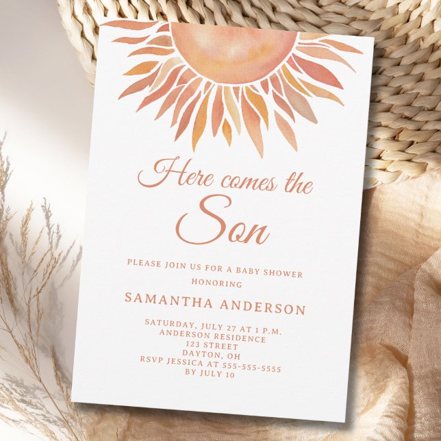 Invitación Here Comes The Son Boho Baby Shower (Subido por el creador)