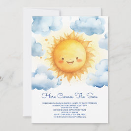 Invitación Here Comes The Son Editable Baby Boy Shower
