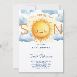Invitación Here Comes the Son Elegant Baby Shower